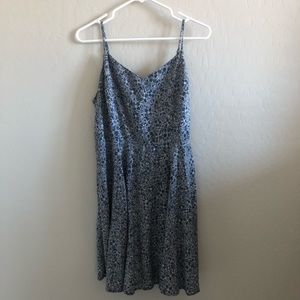 Navy Floral Print Skater Dress